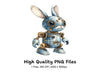 Cute Steampunk Bunny Robot Clipart Bundle
