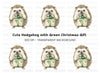 Hedgehog with Green Gift Box Clipart Bundle
