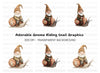 Cute Gnomes Riding Snails Clipart Bundle