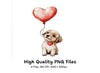 Valentine Puppy with Heart Balloon Clipart Bundle