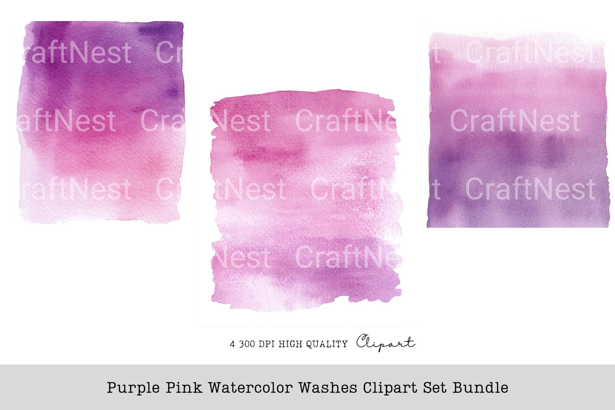 Purple Pink Washes Clipart Bundle