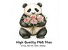 Cute Panda with Pink Roses Clipart Bundle