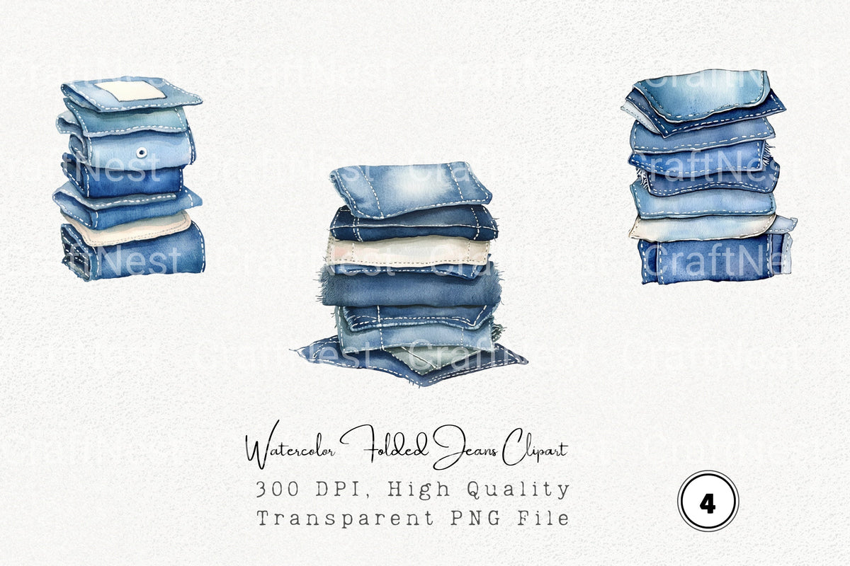 Folded Jeans Clipart Bundle
