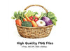 Fresh Vegetable Baskets Clipart Bundle