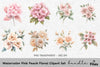 Pink Peach Floral Clipart Bundle
