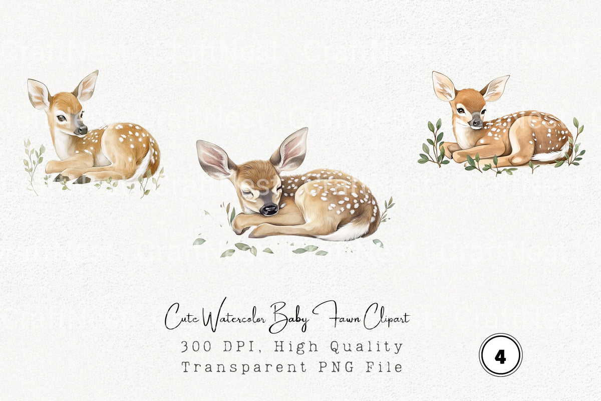 Cute Baby Fawn Clipart Bundle