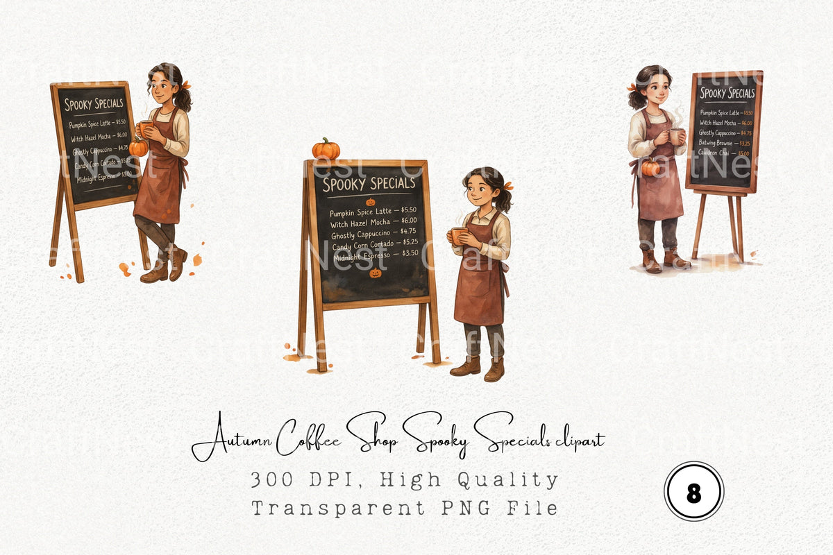Autumn Coffee Shop Spooky Specials Clipart Bundle