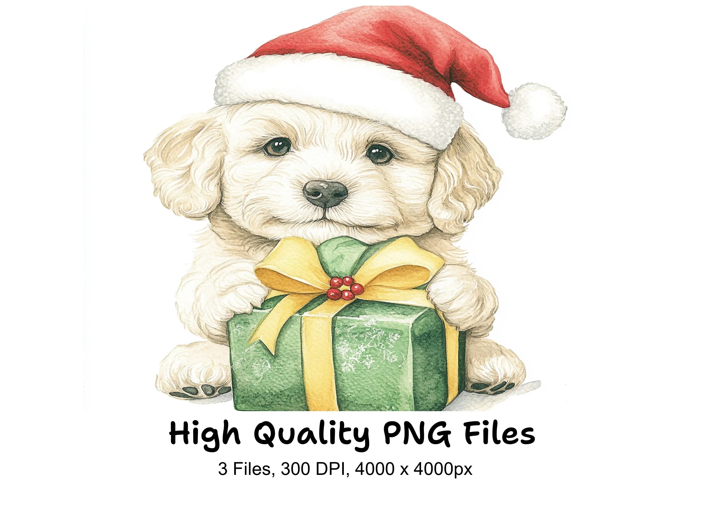 Cute Christmas Puppies with Gifts Clipart Bundle