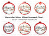 Winter Village Christmas Ornament Clipart Bundle