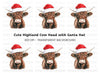 Cute Highland Cow with Santa Hat Clipart Bundle