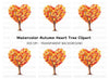 Autumn Heart Tree Clipart Bundle