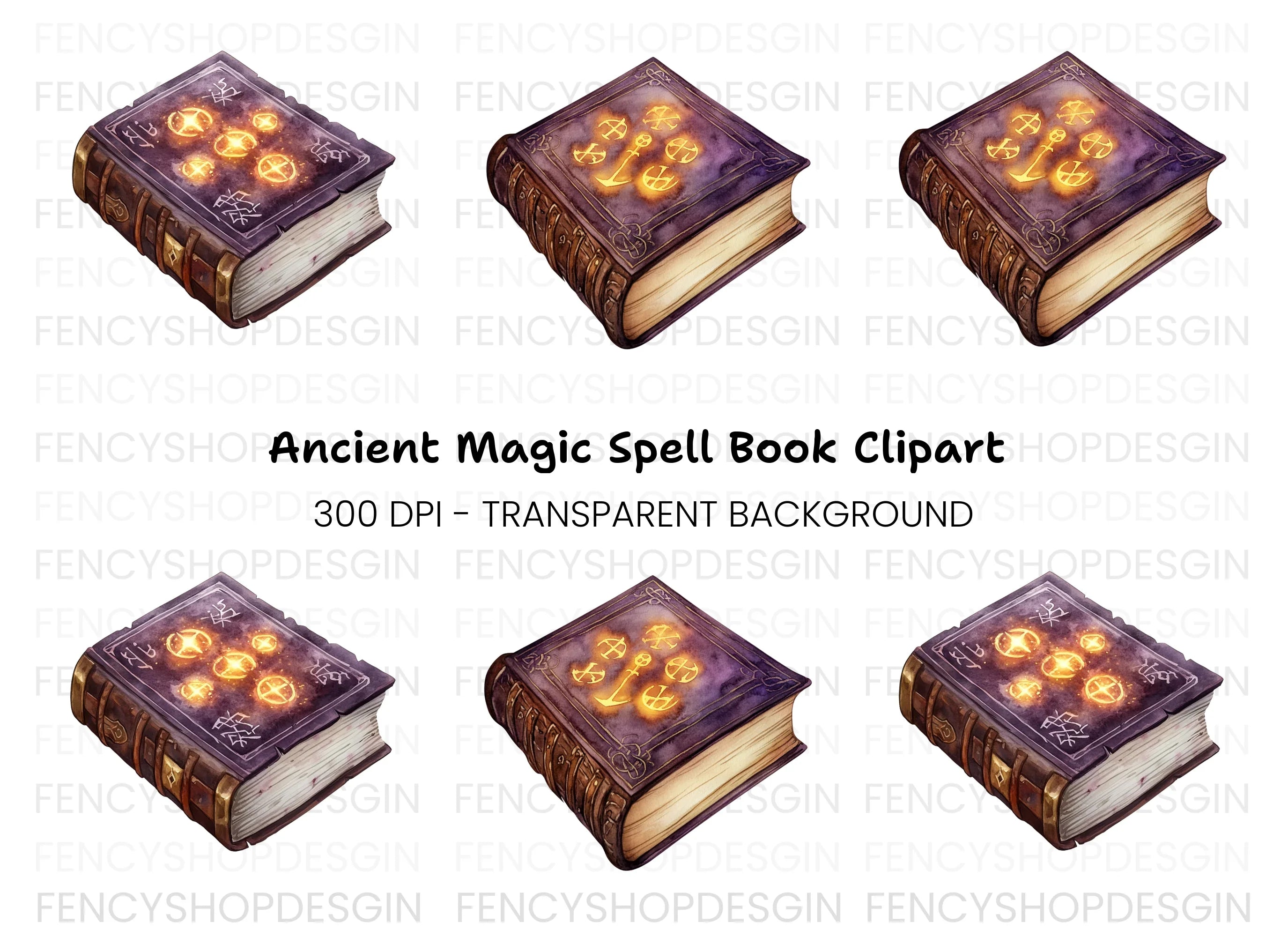 Ancient Grimoire Magic Book Clipart Bundle