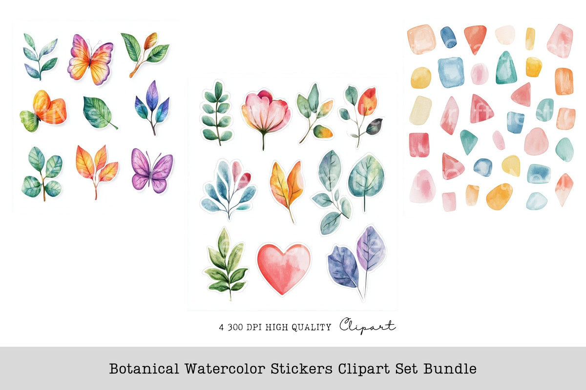 Botanical Stickers Clipart Bundle