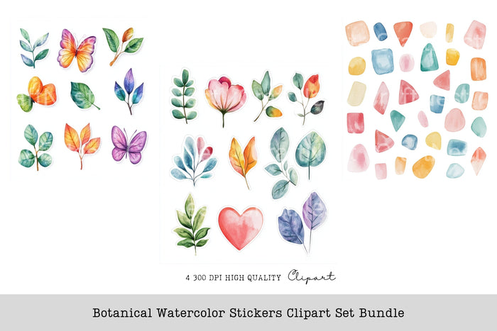 Botanical Stickers Clipart Bundle