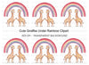 Cute Giraffes Under Rainbow Clipart Bundle