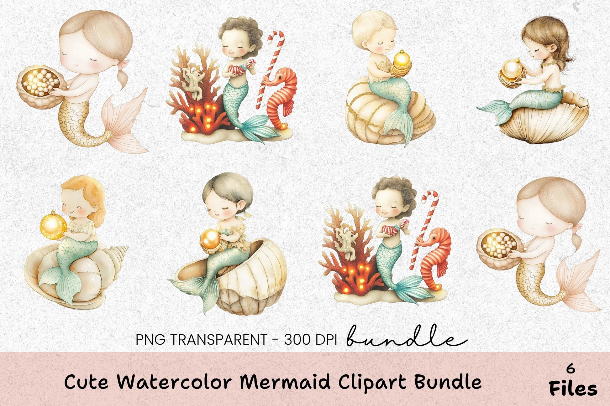 Cute Mermaid Clipart Bundle - CraftNest - Digital Crafting and Art