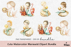 Cute Mermaid Clipart Bundle - CraftNest - Digital Crafting and Art
