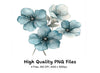 Blue Floral Clipart Bundle