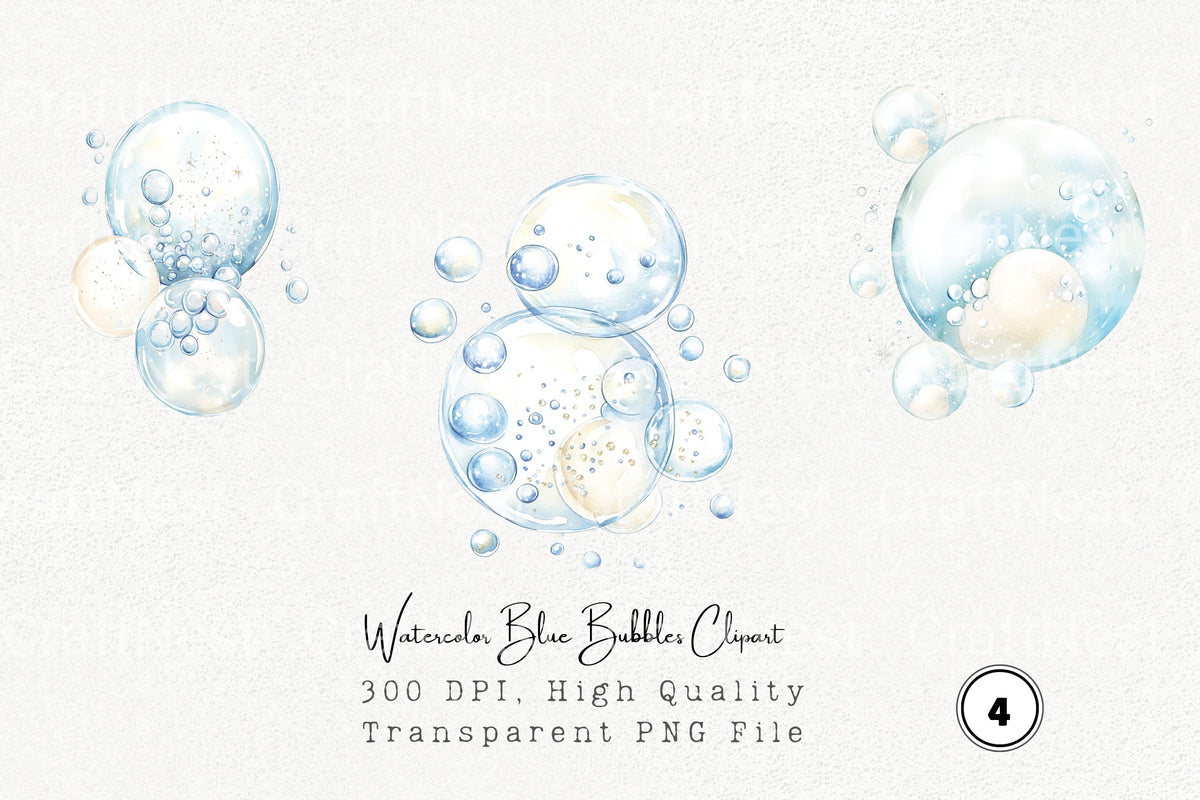 Blue Bubbles Clipart Bundle