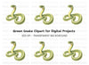 Vibrant Green Snake Clipart Bundle