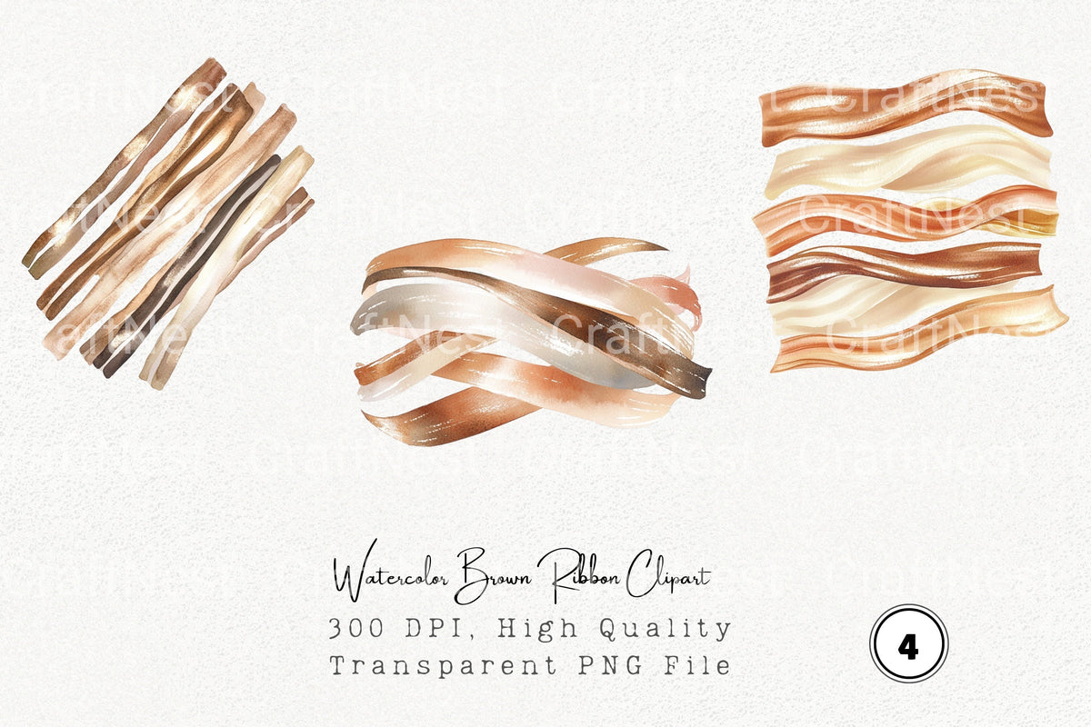 Brown Ribbon Clipart Bundle