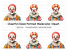 Two Happy Clowns Portraits Clipart Bundle