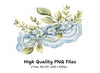 Green Leaves and Blue Lace Clipart Bundle