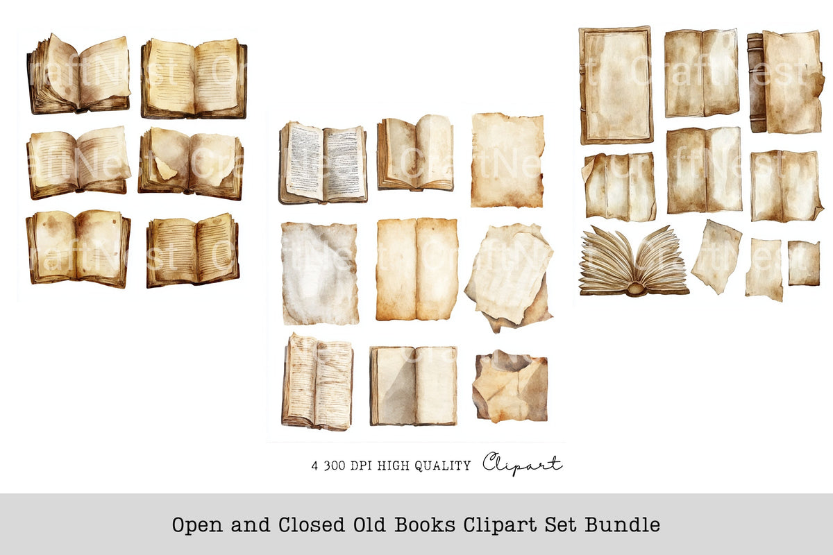 Open And Closed Old Books Clipart Planner