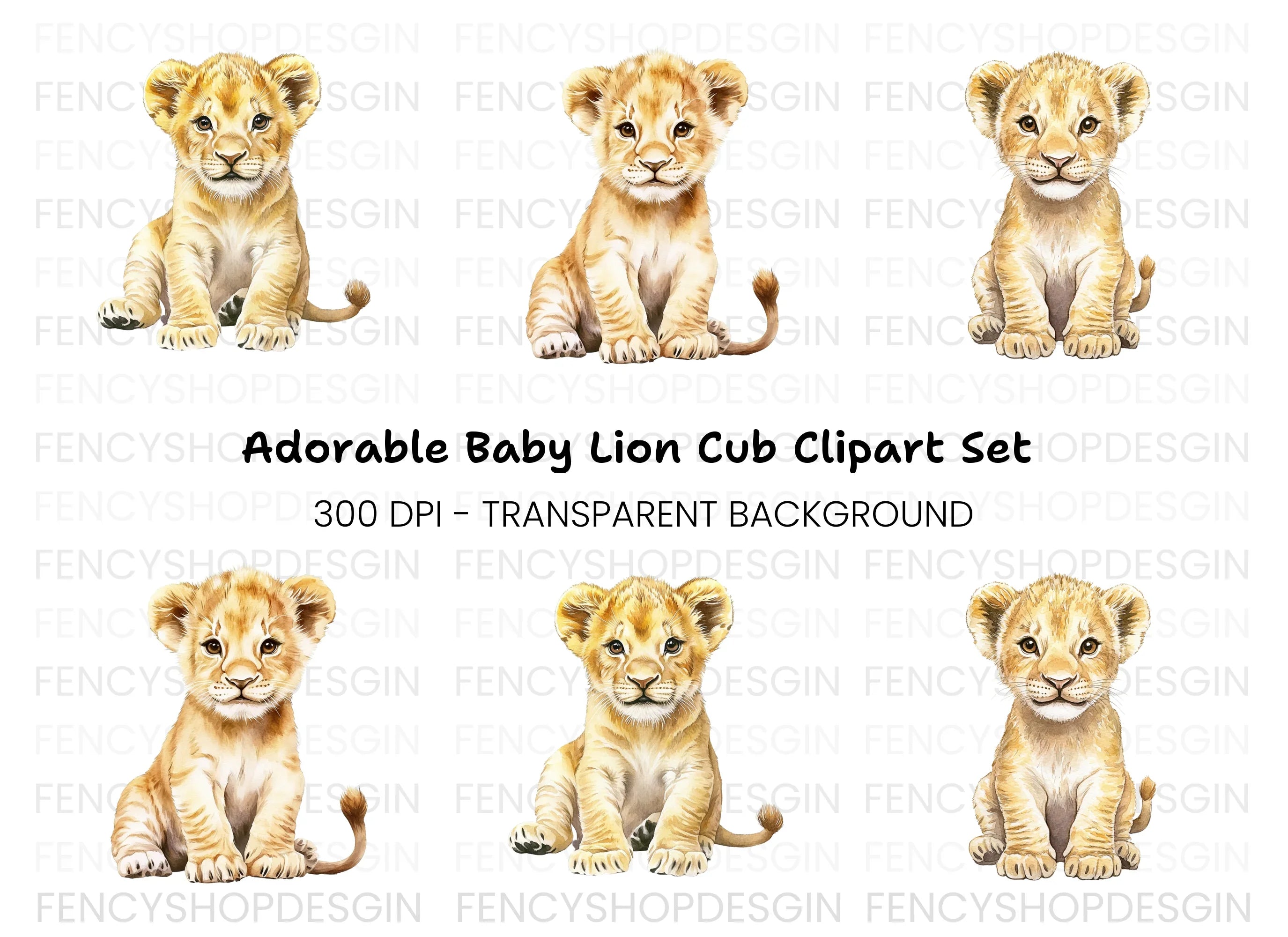 Adorable Baby Lion Cub Clipart Bundle