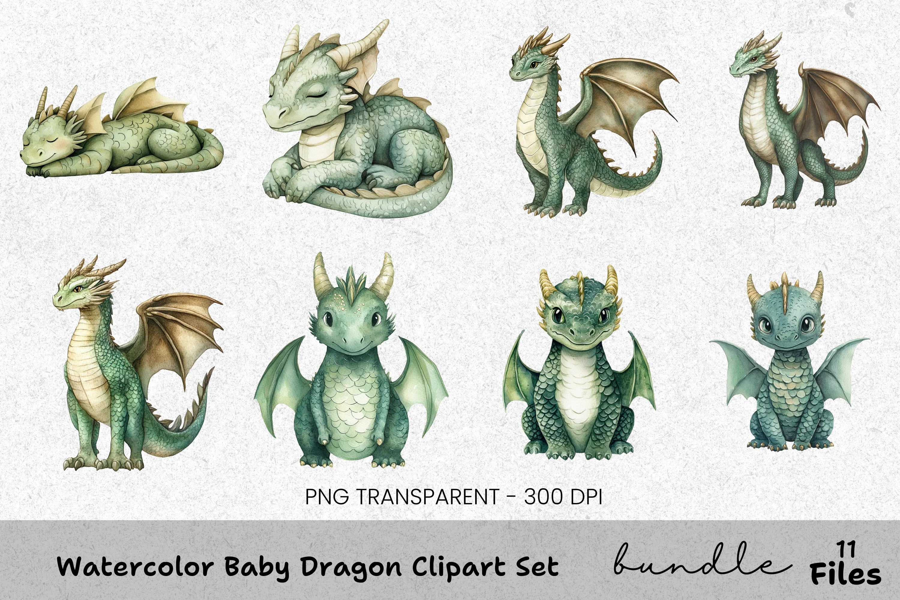 Baby Dragon Clipart Bundle