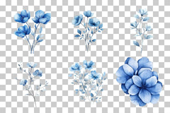 Blue Abstract Floral Art Clipart Bundle - CraftNest - Digital Crafting and Art