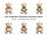 Cute Teddy Bear Christmas Ornament Clipart Bundle
