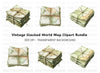 Vintage Stacked Wolrd Map Clipart Bundle