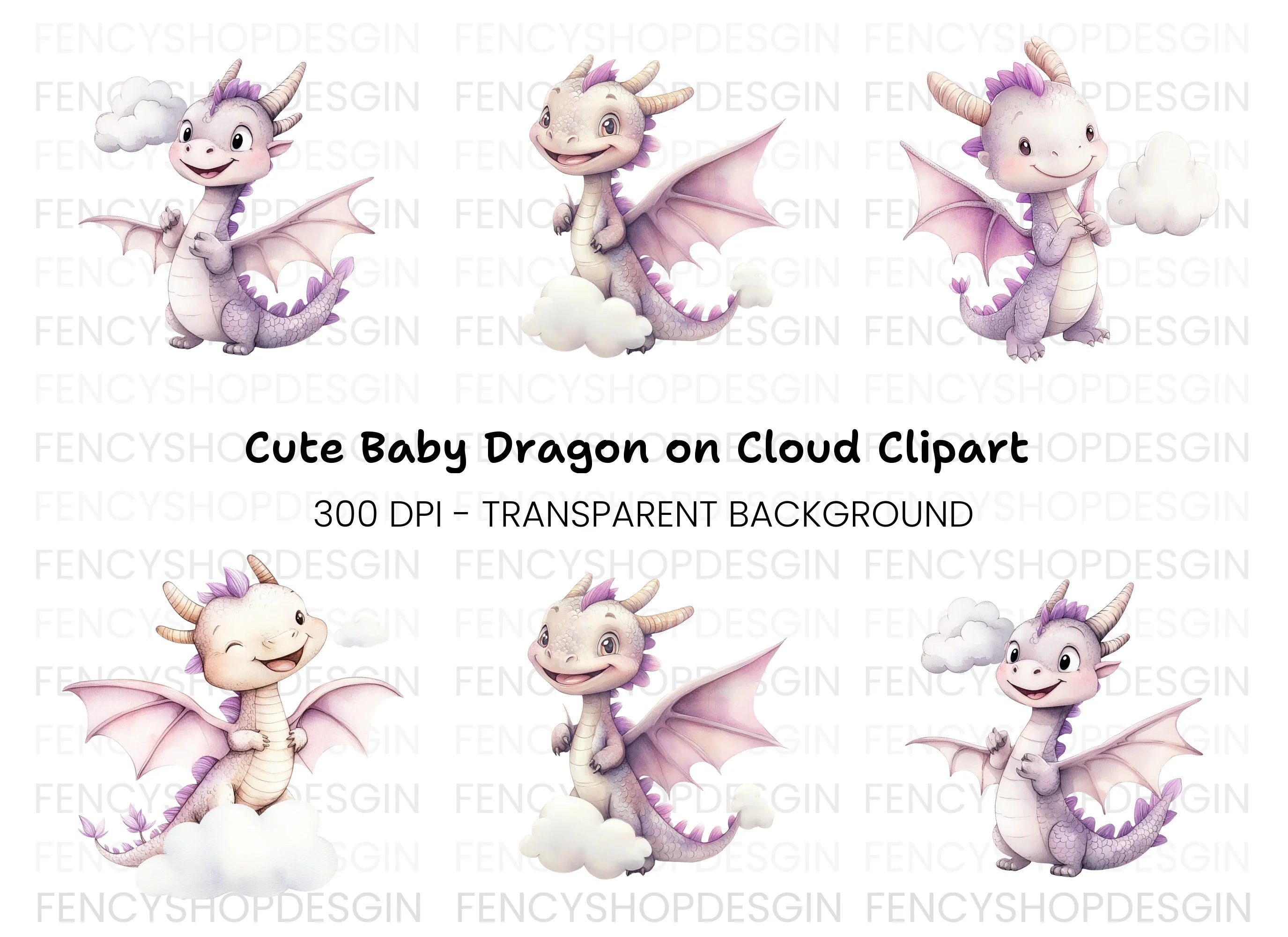 Cute Baby Dragon Clipart Bundle