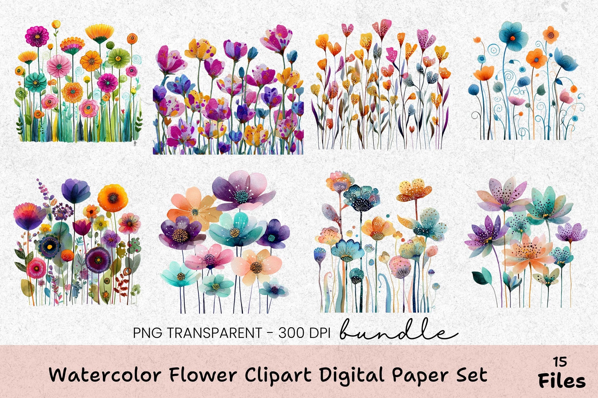 Elegant Floral Digital Paper Set - CraftNest - Digital Crafting and Art
