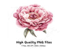 Elegant Pink Peony Blossom Clipart Bundle