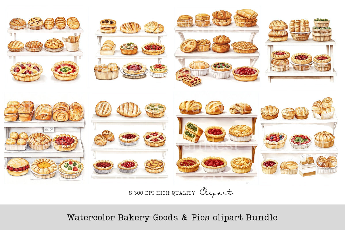 Bakery Goods Pies Clipart Bundle