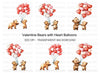 Cute Bears with Heart Balloons Clipart Bundle