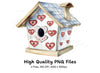 Heart Decorated Birdhouse Clipart Bundle
