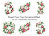 Elegant Peony Flower Arrangement Clipart Bundle