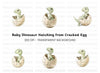 Cute Baby Dinosaur Hatching Clipart Bundle