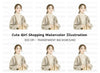 Stylish Woman Shopping Clipart Bundle