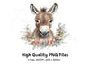 Cute Donkey Faces with Floral Wreaths Clipart Bundle