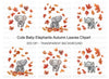 Baby Elephant Autumn Leaves Clipart Bundle