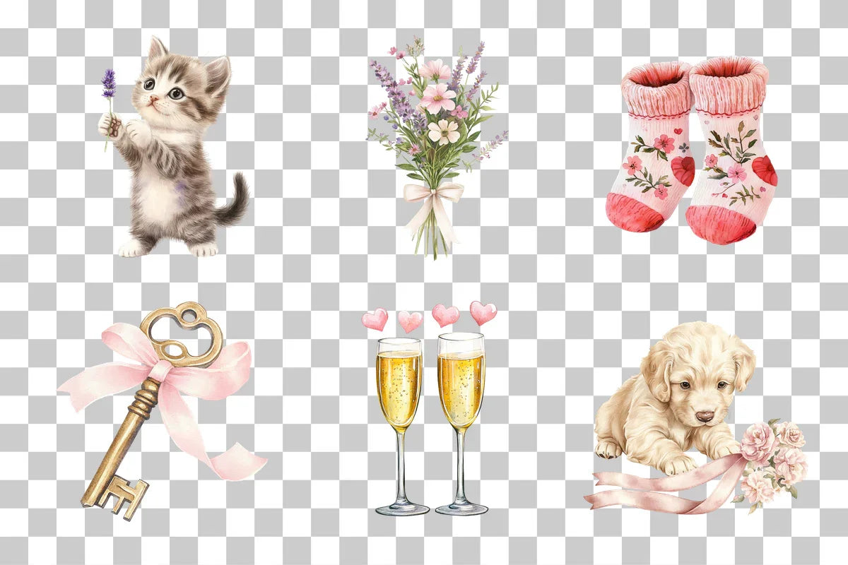 Adorable Animals & Love-Themed Clipart Bundle - CraftNest - Digital Crafting and Art