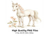 Elegant Floral Unicorn Clipart Bundle