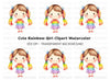 Cute Rainbow Hair Girl Clipart Bundle