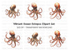 Steampunk Octopus Clipart Bundle