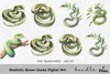Realistic Green Snake Clipart Bundle