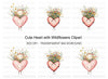 Cute Heart Flower Bouquet Clipart Bundle